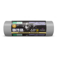 Мешки для мусора ПВД MirPack (МирПак) СИЛАЧИ , Серые, 120 л, 35 мкм, 10 шт