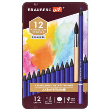 Карандаши цветные акварельные Brauberg (Брауберг) ART PREMIERE, грифель 4 мм, 12 цветов Карандаши цветные акварельные Brauberg (Брауберг) ART PREMIERE, грифель 4 мм, 12 цветов