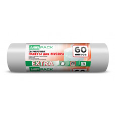 Мешки для мусора ПНД MirPack (МирПак) Extra, Белые, 60 л, 12 мкм, 20 шт