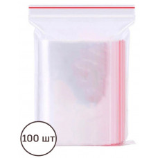 Гриппер (пакет ziplock) Пвд 6х8 см, красная полоса, 35 мкм, 100 шт/уп