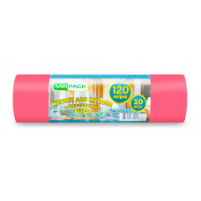 Мешки для мусора с завязками ПНД MirPack (МирПак) Vip, красные, 120 л, 15 мкм, 10 шт