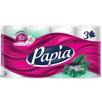 Туалетная бумага Papia (Папия) Тропическая экзотика, 3-слойная, 8 рулонов