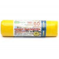 Мешки для мусора ПВД MirPack (МирПак) Deluxe, желтые, 60 л, 35 мкм, 10 шт Мешки для мусора ПВД MirPack (МирПак) Deluxe, желтые, 60 л, 35 мкм, 10 шт