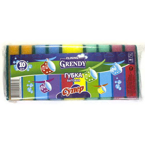 Губка для посуды Grendy (Гренди) Супер, 10 шт Губка для посуды Grendy (Гренди) Супер, 10 шт