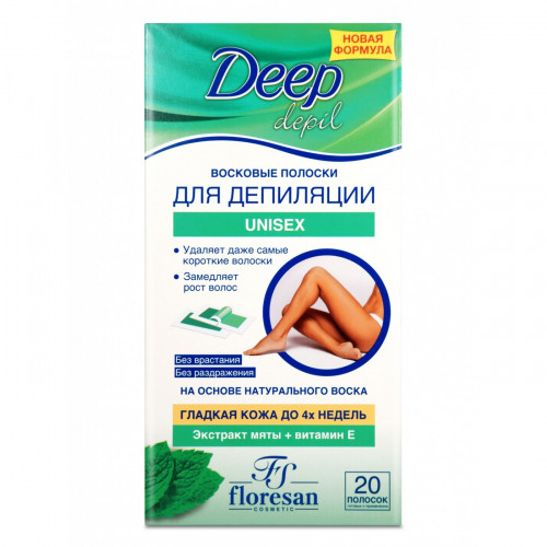 Восковые полоски для депиляции Floresan Deep Depil Unisex с мятой, 20 шт Восковые полоски для депиляции Floresan Deep Depil Unisex с мятой, 20 шт