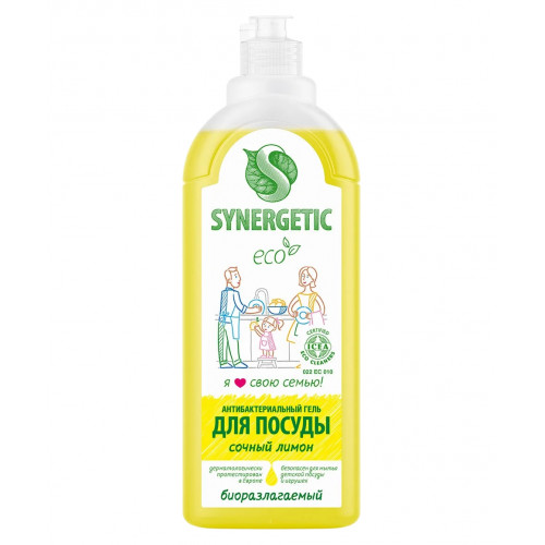 Средство для мытья посуды антибактериальное Synergetic (Синергетик) Сочный лимон, 1 л Средство для мытья посуды антибактериальное Synergetic (Синергетик) Сочный лимон, 1 л