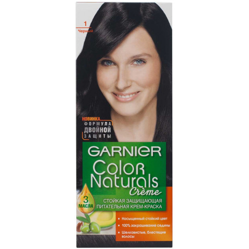 Краска для волос Garnier (Гарньер) Color Naturals Creme, тон 1 - Черный Краска для волос Garnier (Гарньер) Color Naturals Creme, тон 1 - Черный