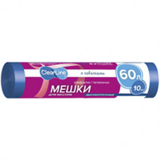 Мешки для мусора с завязками Clear Line синие, 60 л/10 шт