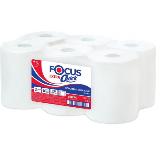 Полотенца бумажные Focus (Фокус) Extra Quick, 2-слойные, 6 шт, 150 м Полотенца бумажные Focus (Фокус) Extra Quick, 2-слойные, 6 шт, 150 м