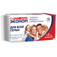 Влажные салфетки универсальные Smart (Смарт) Эконом для всей семьи, 77 шт Влажные салфетки универсальные Smart (Смарт) Эконом для всей семьи, 77 шт