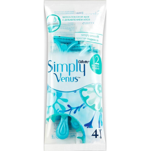 Одноразовые женские станки для бритья Gillette (Джиллетт Симпл Венус) Simply Venus 2, 4 шт Одноразовые женские станки для бритья Gillette (Джиллетт Симпл Венус) Simply Venus 2, 4 шт