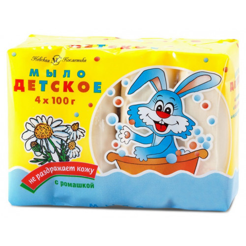 Мыло туалетное Невская Косметика Детское с экстрактом ромашки, 4 шт*100 г Мыло туалетное Невская Косметика Детское с экстрактом ромашки, 4 шт*100 г