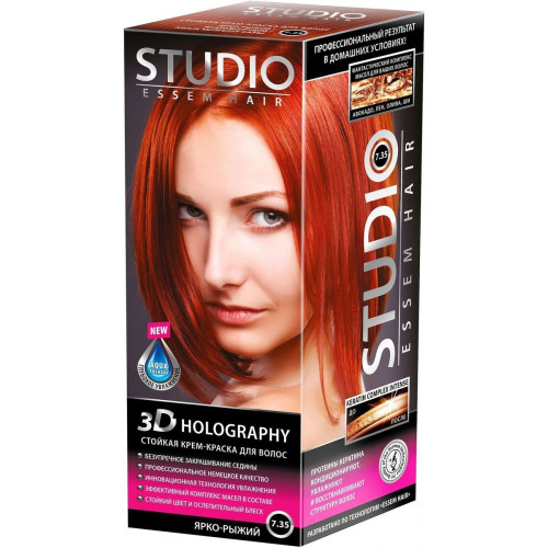 Краска для волос Studio (Студио) тон 7.35 - Ярко-рыжий Краска для волос Studio (Студио) тон 7.35 - Ярко-рыжий