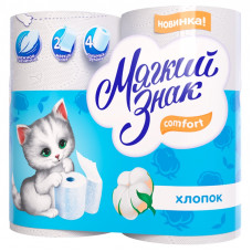 Туалетная бумага Мягкий Знак Comfort, цвет белый, 2-слойная, 4 рулона Туалетная бумага Мягкий Знак Comfort, цвет белый, 2-слойная, 4 рулона