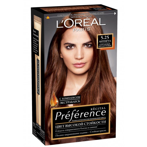 Краска для волос L'Oreal (Лореаль) Recital Preference, тон 5.25 - Антигуа Каштановый перламутровый Краска для волос L'Oreal (Лореаль) Recital Preference, тон 5.25 - Антигуа Каштановый перламутровый