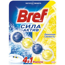 Подвесной туалетный блок Bref (Бреф) Сила-Актив Лимонная свежесть 4в1, 4 шарика, 53 г Подвесной туалетный блок Bref (Бреф) Сила-Актив Лимонная свежесть 4в1, 4 шарика, 53 г