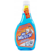 Моющее для стекла Mr. Muscle (Мистер Мускул) со спиртом, сменная бутылка, 500 мл
