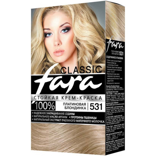 Краска для волос Fara (Фара) Classic, тон 531 - Платиновая блондинка Краска для волос Fara (Фара) Classic, тон 531 - Платиновая блондинка