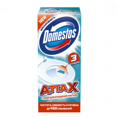 Стикер для очищения унитаза Domestos (Доместос) Аttах Морская свежесть Стикер для очищения унитаза Domestos (Доместос) Аttах Морская свежесть