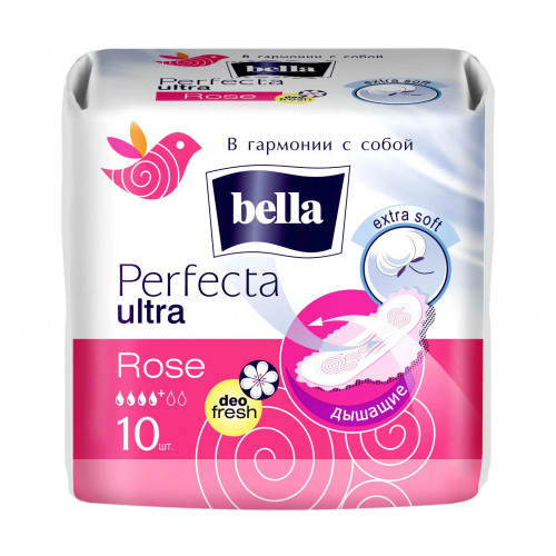 Гигиенические прокладки Bella (Белла) Perfecta Ultra Rose, 4+ капли, 10 шт Гигиенические прокладки Bella (Белла) Perfecta Ultra Rose, 4+ капли, 10 шт