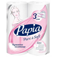 Бумажные полотенца Papia (Папия), цвет белый, 3-х слойные, 2 рулона Бумажные полотенца Papia (Папия), цвет белый, 3-х слойные, 2 рулона