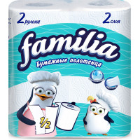 Бумажные полотенца Familia (Фамилия), цвет белый, 2-х слойные, 2 рулона Бумажные полотенца Familia (Фамилия), цвет белый, 2-х слойные, 2 рулона