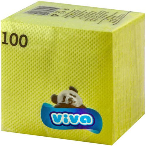 Салфетки бумажные Viva (Вива), 1-слойные, цвет жёлтый, 24х24 см, в упаковке 100 штук Салфетки бумажные Viva (Вива), 1-слойные, цвет жёлтый, 24х24 см, в упаковке 100 штук