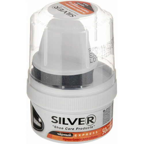 Крем для обуви Silver черный с губкой 50 мл Крем для обуви Silver черный с губкой 50 мл