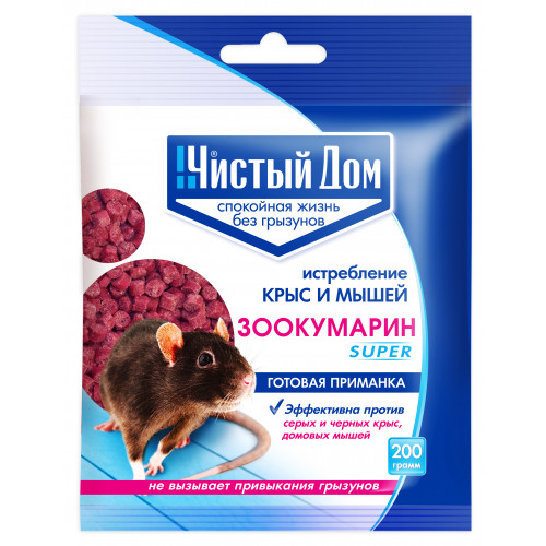 Чистый дом гранулы от крыс и мышей Зоокумарин супер, 200 г Чистый дом гранулы от крыс и мышей Зоокумарин супер, 200 г
