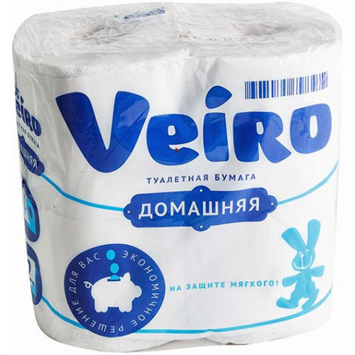 Туалетная бумага Veiro (Вейро) Домашняя, 2-х слойная, цвет белый, 4 шт Туалетная бумага Veiro (Вейро) Домашняя, 2-х слойная, цвет белый, 4 шт