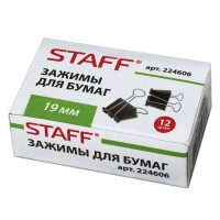 Зажимы для бумаг STAFF черные, комплект 12 шт, 19 мм, на 60 листов Зажимы для бумаг STAFF черные, комплект 12 шт, 19 мм, на 60 листов