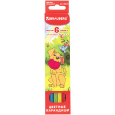 Карандаши цветные Brauberg (Брауберг) My lovely dogs, заточенные, картонная упаковка, 6 цветов Карандаши цветные Brauberg (Брауберг) My lovely dogs, заточенные, картонная упаковка, 6 цветов
