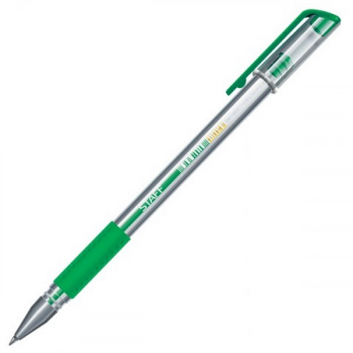 Ручка гелевая с грипом Staff (Стафф) Everyday GP-194, цвет зелёный, корпус прозрачный, узел 0,5 мм, линия 0,35 мм Ручка гелевая с грипом Staff (Стафф) Everyday GP-194, цвет зелёный, корпус прозрачный, узел 0,5 мм, линия 0,35 мм