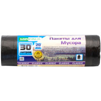Мешки для мусора ПНД MirPack (МирПак) Classic, черные, 30 л, 6 мкм, 20 шт Мешки для мусора ПНД MirPack (МирПак) Classic, черные, 30 л, 6 мкм, 20 шт