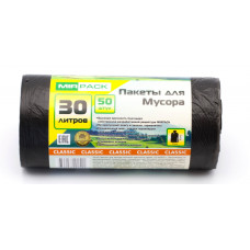 Мешки для мусора ПНД MirPack (МирПак) Classic, черные, 30 л, 6 мкм, 50 шт