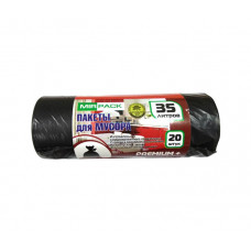 Мешки для мусора ПВД MirPack (МирПак) Premium+, черные, 30 л, 20 мкм, 20 шт