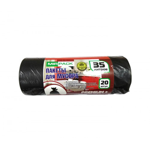 Мешки для мусора ПВД MirPack (МирПак) Premium+, черные, 30 л, 20 мкм, 20 шт Мешки для мусора ПВД MirPack (МирПак) Premium+, черные, 30 л, 20 мкм, 20 шт