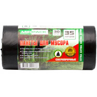 Мешки для мусора ПНД MirPack (МирПак) Extra, черные, 35 л, 12 мкм, 30 шт Мешки для мусора ПНД MirPack (МирПак) Extra, черные, 35 л, 12 мкм, 30 шт