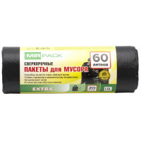 Мешки для мусора ПНД MirPack (МирПак) Extra, черные, 60 л, 12 мкм, 20 шт Мешки для мусора ПНД MirPack (МирПак) Extra, черные, 60 л, 12 мкм, 20 шт
