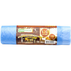 Мешки для мусора ПНД MirPack (МирПак) Vip, синие, 120 л, 15 мкм, 10 шт