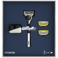 Подарочный набор Gillette Fusion Proshield (Джилет) Ограниченная серия: Бритва с 3 сменными кассетами и подставкой