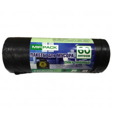 Мешки для мусора ПВД MirPack (МирПак) Premium+, черные, 60 л, 20 мкм, 10 шт