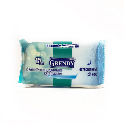 Влажные салфетки Grendy (Гренди) с Антибактериальным эффектом, 15 шт Влажные салфетки Grendy (Гренди) с Антибактериальным эффектом, 15 шт