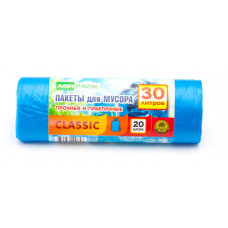 Мешки для мусора ПНД MirPack (МирПак) Classic, синие, 30 л, 6 мкм, 20 шт