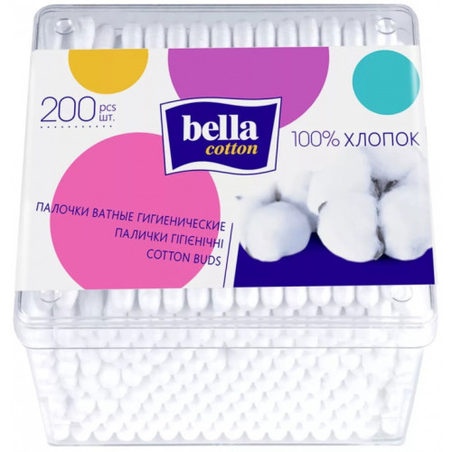 Ватные палочки Bella (Белла), пластиковая упаковка, 200 шт Ватные палочки Bella (Белла), пластиковая упаковка, 200 шт
