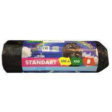Мешки для мусора ПВД MirPack (МирПак) Standart, черные, 120 л, 18 мкм, 10 шт
