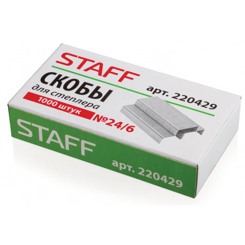 Скобы для степлера Staff (Стафф) № 24/6, 1000 штук, до 30 листов Скобы для степлера Staff (Стафф) № 24/6, 1000 штук, до 30 листов