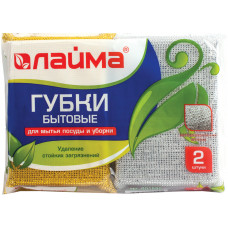Губки бытовые Лайма, поролон в металлизированной оплетке, 28x115 мм Губки бытовые Лайма, поролон в металлизированной оплетке, 28x115 мм