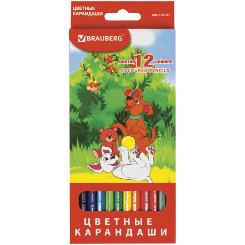 Карандаши цветные Brauberg (Брауберг) My lovely dogs, заточенные, картонная упаковка, 12 цветов Карандаши цветные Brauberg (Брауберг) My lovely dogs, заточенные, картонная упаковка, 12 цветов