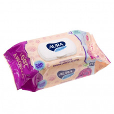 Детские влажные салфетки Aura (Аура) Ultra Comfort, с крышкой, 200 шт